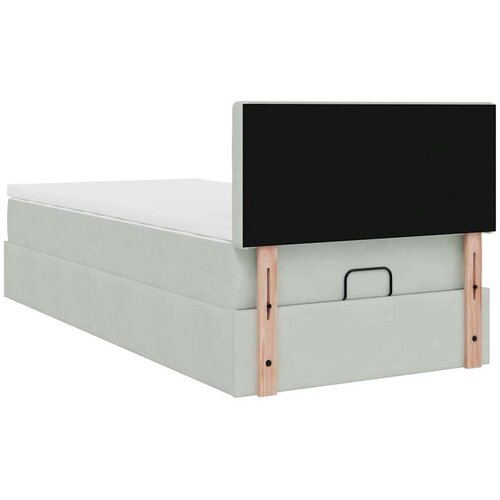 VidaXL okvir kreveta s madraca svijetlosivi 90x200cm bar&amp;scaron;unasti Slike