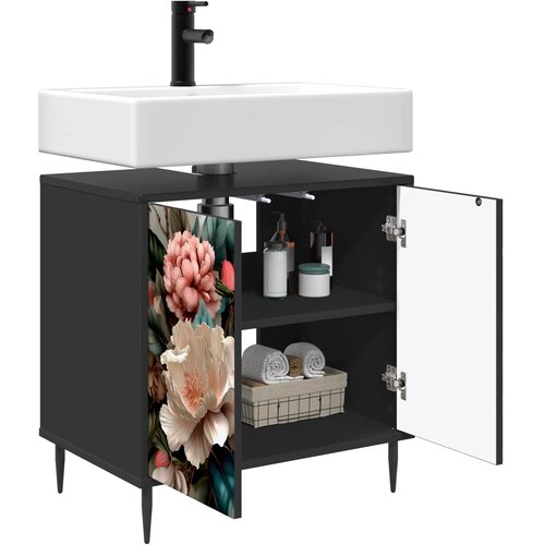  Kupaonski ormar BORNE Crni hrast 60 x 40 x 61 cm Slike