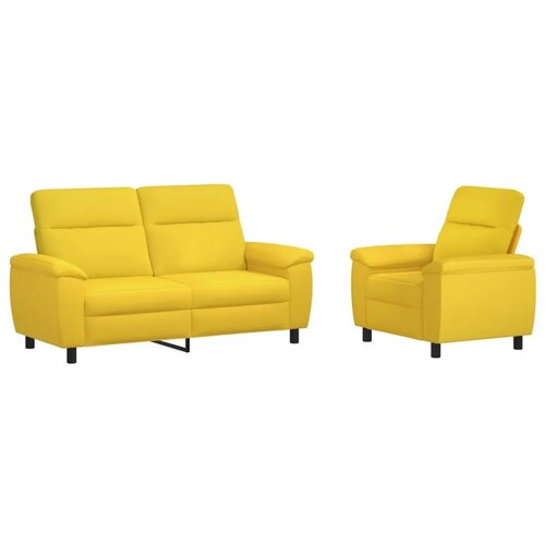  Set sofe 2 pcs Svijetlo žuta Tkanina - Svjetložuta Jednostruka + Dvostruka (140 cm) Slike