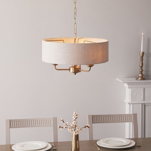  Endon 110723 - Luster na lancu HIGHCLERE 3xE14/40W/230V bež/mesing Slike