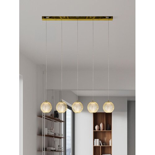 XXXL Searchlight 51485-5SB - LED luster na sajli ALLURE 5xLED/4,2W/230V Slike