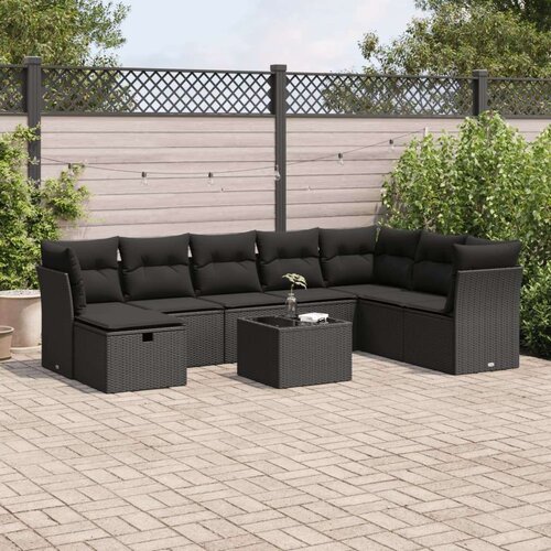 9-dijelni set vrtnih sofa s jastucima crni od poliratana Cijene