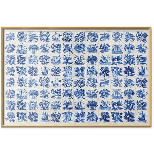  Plakat - Azulejos Tiles - traditional Portuguese ceramic tiles 90x60 Zlatni okvir Slike