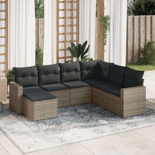 vidaXL 7-dijelni set vrtnih sofa sivi od poliratana Cijene