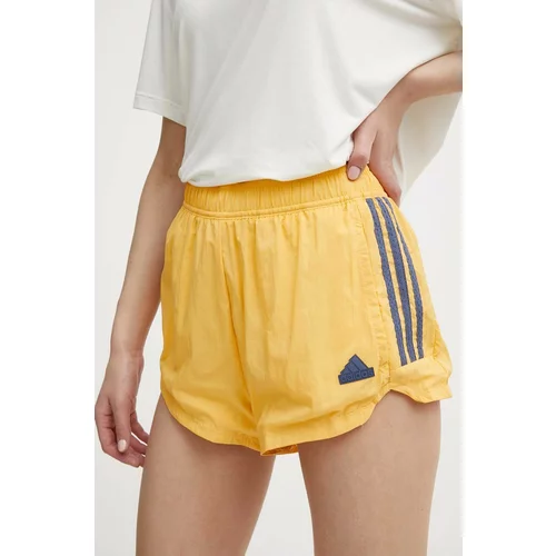 Adidas Kratke hlače TIRO za žene, boja: žuta, s aplikacijom, visoki struk, IS0722