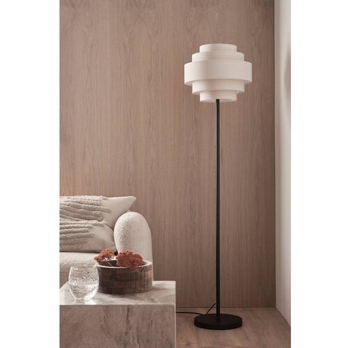 Ellos Home Mat crna/bež tekstilna stojeća svjetiljka (visina 145 cm) Miguel &amp;ndash; Slike