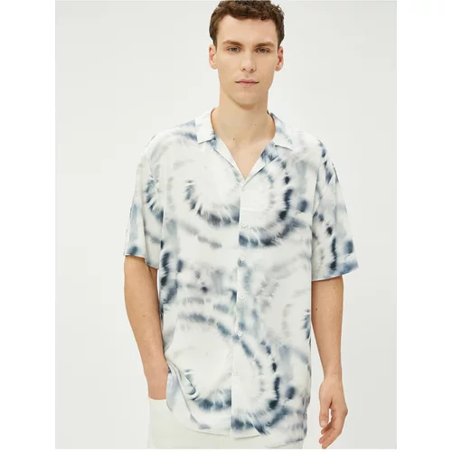 Koton Summer Shirt Turndown Collar Abstract Print Detailed Viscose Fabric