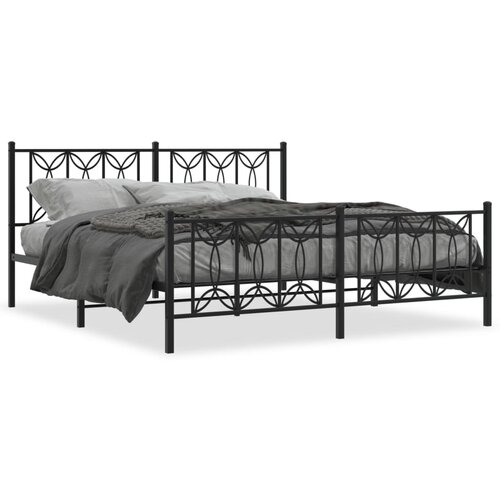 vidaXL Metalni okvir kreveta uzglavlje i podnožje crni 180x200 cm Cijene