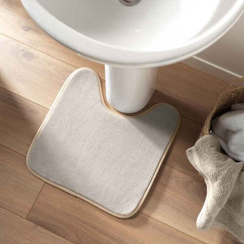 Douceur d int&amp;eacute;rieur Bež kopalni&amp;scaron;ka preproga za WC 45x45 cm Vitamine &amp;ndash; Slike