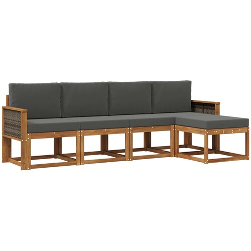  Set vanjskih sofa 5 kom. Prirodna i antracit Poliester Smeđa Slike