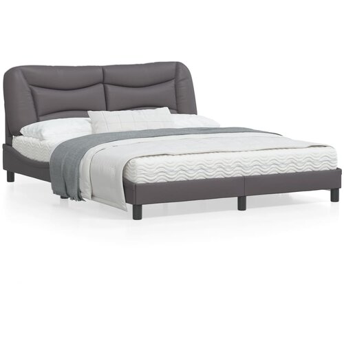 VidaXL Posteljni okvir z vzglavjem siv 160x200 cm umetno usnje Slike