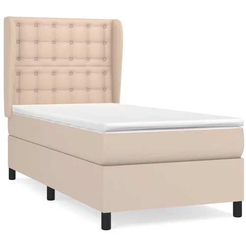 vidaXL Box spring postelja z vzmetnico kapučino 90x190 cm umetno usnje, (20899704)