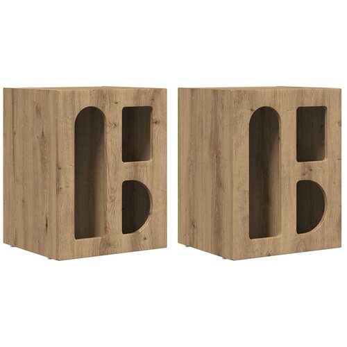  Noćni ormarić 2 pcs Umjetnički hrast 40 x 35 x 50 cm Slike