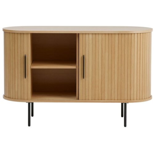 Unique Furniture Komoda u dekoru hrasta s kliznim vratima u prirodnoj boji 120x76x45 cm Nola &amp;ndash; Slike