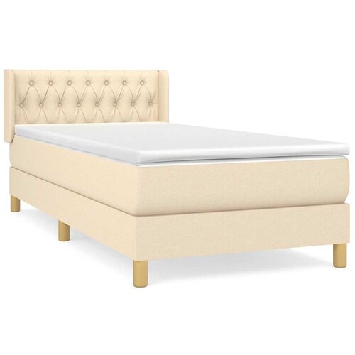  Krevet s oprugama i madracem krem 100 x 200 cm od tkanine Slike