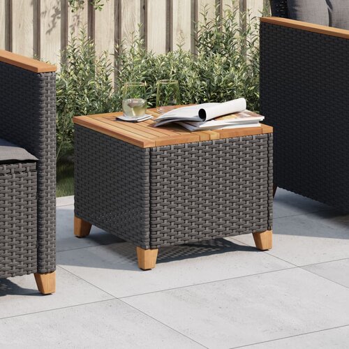 vidaXL Vrtni stol crni 45 x 45 x 37 cm od poliratana i bagremovog drva Cijene