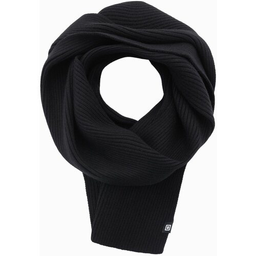 Ombre Men&amp;#039;s monochromatic ribbed knit scarf - black Slike