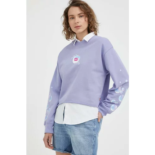 Levi's Bombažen pulover ženska, vijolična barva