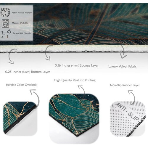 Mila Home modrozelena pralna preproga 120x180 cm midnight jungle &amp;ndash; Slike