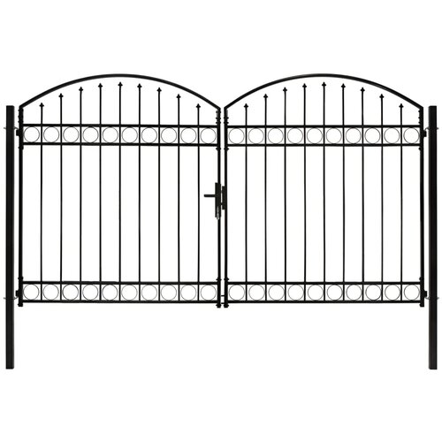 VidaXL Dvojna vrata za ograjo zaobljena jeklo 300x200 cm črna Slike
