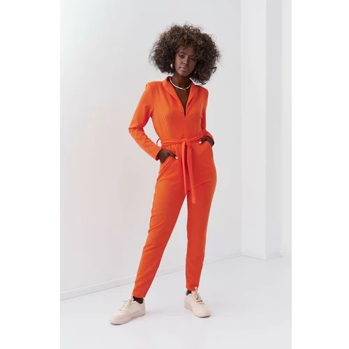 Fasardi Elegant orange jumpsuit with long sleeves