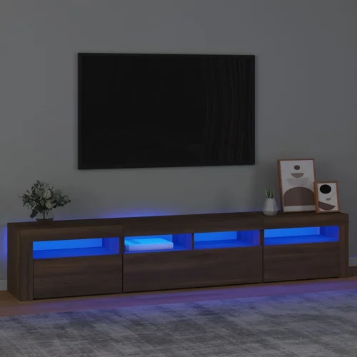  TV omarica z LED lučkami rjav hrast 210x35x40 cm - TV Omarica, (21375446)