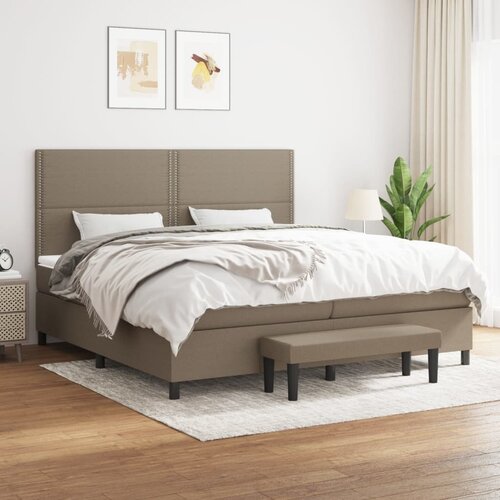 The Living Store Box spring postelja z vzmetnico taupe 200x200 cm blago - Box Spring Postelja, (21512565) Cene