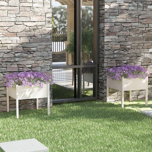 VidaXL vrtne sadilice 2 kom bijele 70 x 70 x 70 cm od masivne borovine Slike