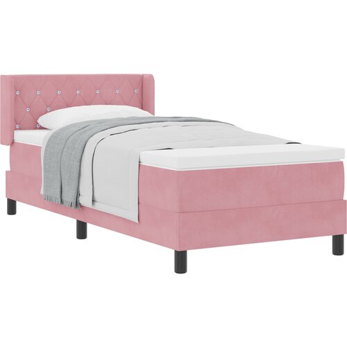 VidaXL Postelja s vzmetnico Roza 100x200 cm Žamet, (22050048) Slike