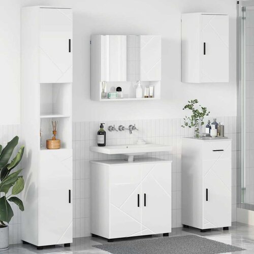 VidaXL Set namje&amp;scaron;taja za kupaonicu Zidne 5 pcs Visoko sjajno bijela Slike