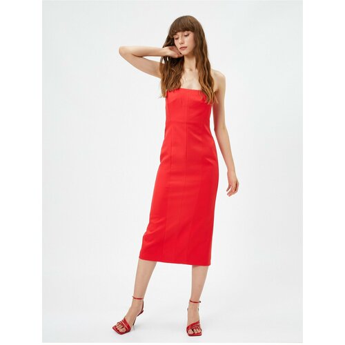 Koton Strapless Evening Dress, Midi-Length with Slit Detailed. Slike