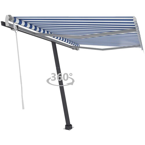vidaXL Prostostoječa ročna zložljiva tenda 350x250 cm modra/bela Cene