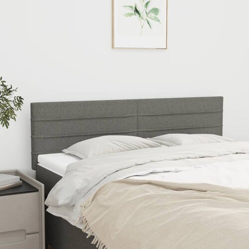 The Living Store posteljno vzglavje 2 kosa temno sivo 72x5x78/88 cm blago - vzglavje, (21438217) Slike