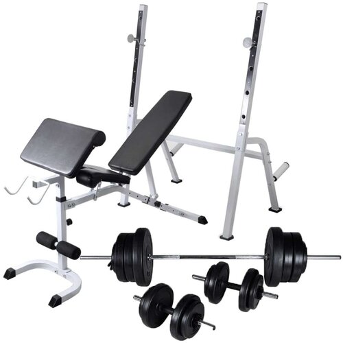  Klupa za vježbanje sa stalkom za utege i setom utega 60 5 kg Slike