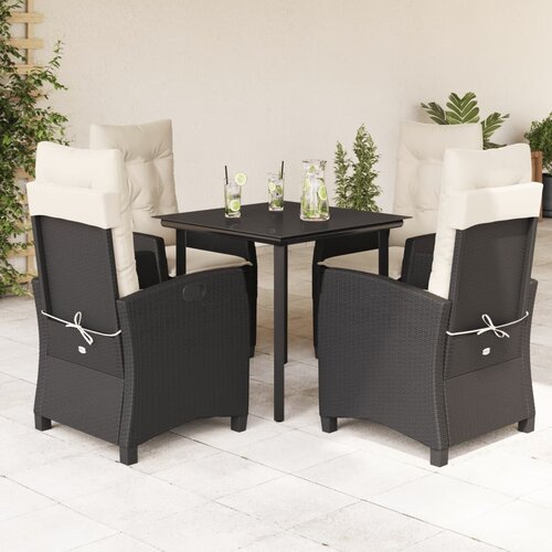  5-dijelni vrtni blagovaonski set s jastucima od poliratana crni Crna Dužina stola 80 cm Cene