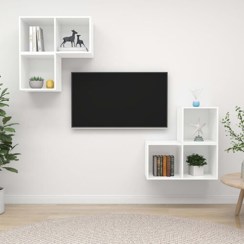 VidaXL Komplet TV omaric 4-delni bela iverna plo&amp;scaron;ča Slike