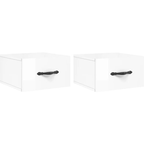 VidaXL Stenske nočne omarice 2 kosa visok sijaj bele 35x35x20 cm, (20809062) Slike