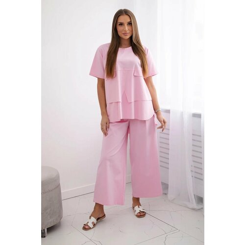 Kesi Set of new punto blouse + trousers light pink Slike