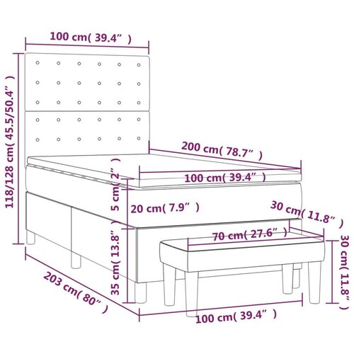 vidaXL Box spring postelja z vzmetnico roza 100x200 cm žamet Cene