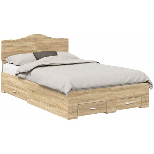  Krevetna konstrukcija s ladicama Sonoma hrast 120 x 200 cm Smeđa 206 x 123 x 90 cm Slike
