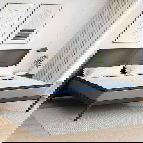 VidaXL blazine za vzmetnice bela in modra 200 x 200 cm Slike