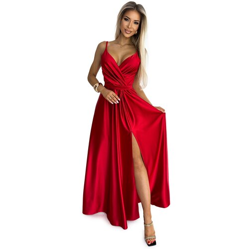 Numoco Elegant long satin dress with a neckline Cijene