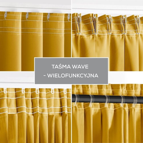 Restilo zasłona BLACKOUT kolor musztardowy szarfa upinająca styl klasyczny taśma materiał blackout 200x300 Slike