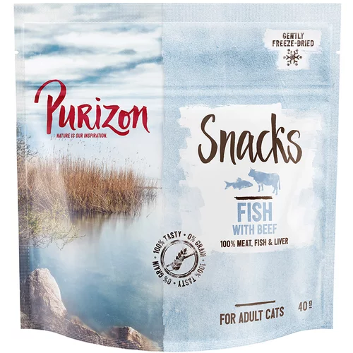 Purizon Snack riba z govedino - brez žit - Varčno pakiranje: 3 x 40 g