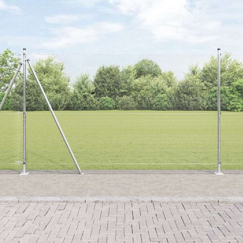 VidaXL zavarena žičana ograda s 13 flan&amp;scaron;iranim stubovima 1,5 x 50 m galvanizirani čelik Slike