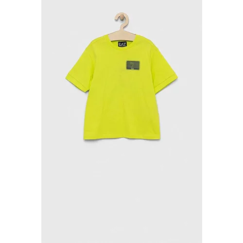 Ea7 Emporio Armani Dječja pamučna majica kratkih rukava boja: zelena, s tiskom