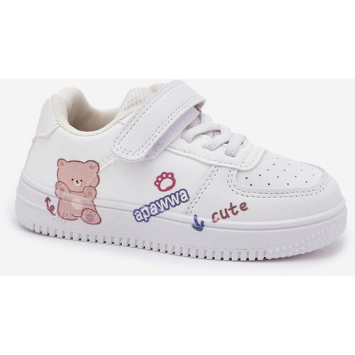 Boto Children's Velcro Sneakers with Bear White Callexia Cene