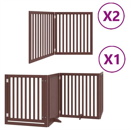  Vrata za pse s vrata&amp;scaron;cima 8 panela sklopiva 640 cm drvo topole Smeđa 80 x 90 x 2 cm Slike