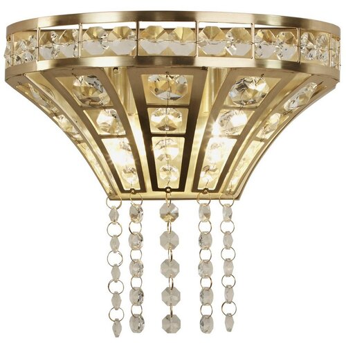 Searchlight Gemma Stenska svetilka z 2 lučema, satenasta medenina, prozorni kristal, (22100596) Cene