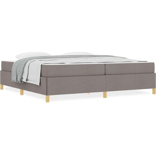  Krevet s opruga kutije Taupe i bijela 200 x 200 cm tkanina Slike